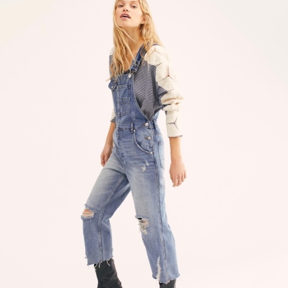 Free People Pants - NWT Free People Baggy Boyfriend Distressed Overall